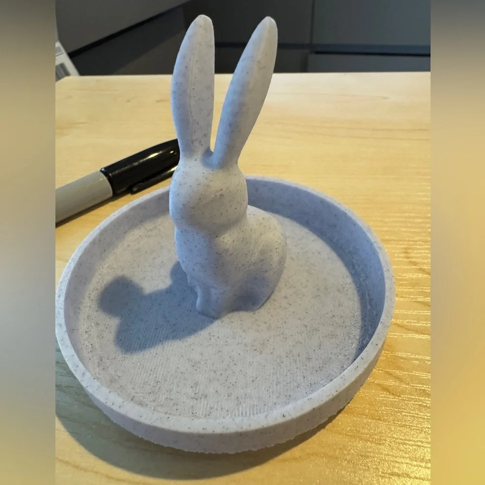 Bunny Rabbit Ring‎ Holder Jewelry Tray Marble Gray